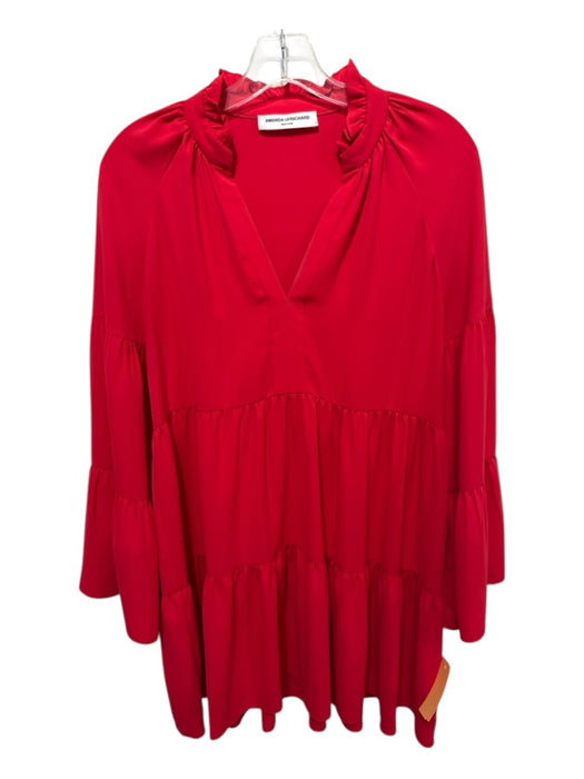 Amanda Uprichard Size S Red Polyester V Neck 3/4 Sleeve Dress Red / S