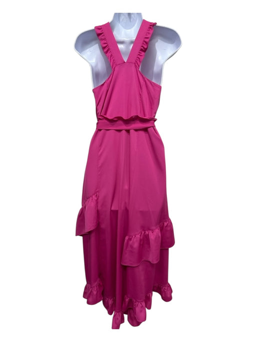 Derek Lam 10 Crosby Size 4 Fushcia Print Polyester Ruffle Detail High Low Dress Fushcia Print / 4