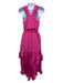 Derek Lam 10 Crosby Size 4 Fushcia Print Polyester Ruffle Detail High Low Dress Fushcia Print / 4