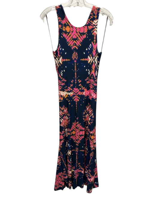 Mariacher Size S Pink, Blue & Multi Polyester Sleeveless Tie Dye V Neck Dress Pink, Blue & Multi / S