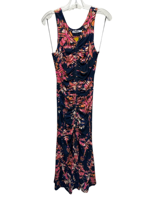 Mariacher Size S Pink, Blue & Multi Polyester Sleeveless Tie Dye V Neck Dress Pink, Blue & Multi / S