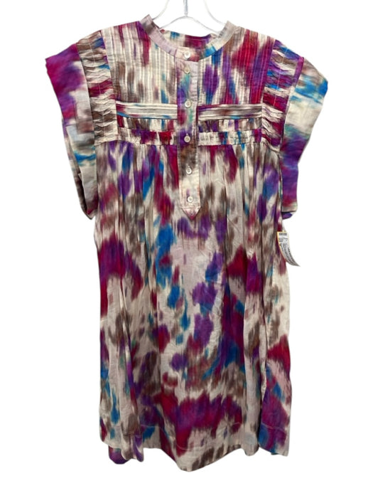 Marant Etoile Size 36 Pink, Purple & Multi Cotton Short Sleeve Splatter Dress Pink, Purple & Multi / 36