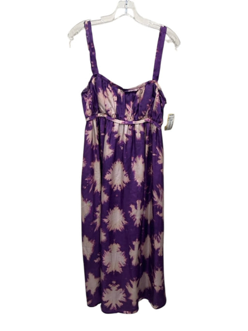Ulla Johnson Size 4 Purple Silk Pleated Raw Edge Tie Dye Maxi Dress Purple / 4