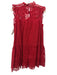 Ulla Johnson Size 4 Red Cotton Cap Sleeve Eyelet Ruffle Neck Baby Doll Dress Red / 4