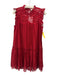 Ulla Johnson Size 4 Red Cotton Cap Sleeve Eyelet Ruffle Neck Baby Doll Dress Red / 4