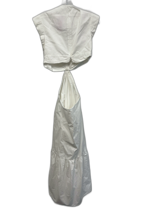 A.L.C. Size 2 White Cotton Cap Sleeve Knot Front Cutout V Neck Dress White / 2