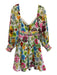 Alice + Olivia Size 2 White & Multi Cotton Floral Eyelet Elastic Waist Dress White & Multi / 2