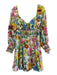 Alice + Olivia Size 2 White & Multi Cotton Floral Eyelet Elastic Waist Dress White & Multi / 2