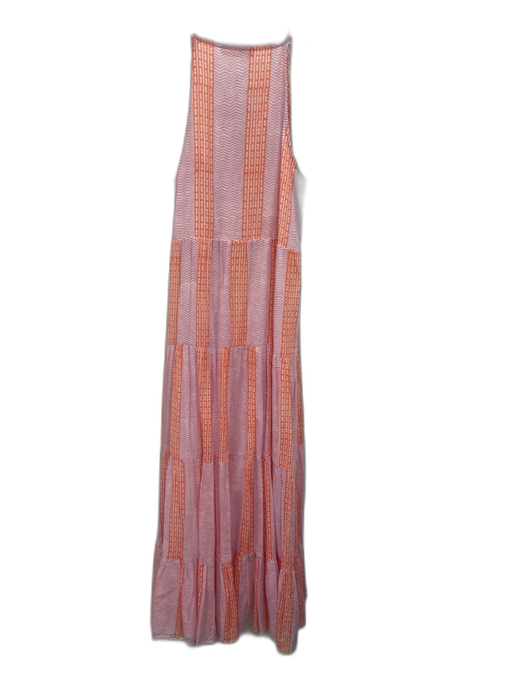 Oliphant Size S White, Orange & Purple Cotton Chevron Print Sleeveless Dress White, Orange & Purple / S