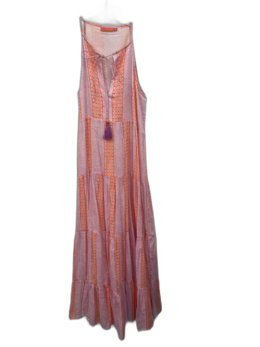 Oliphant Size S White, Orange & Purple Cotton Chevron Print Sleeveless Dress White, Orange & Purple / S