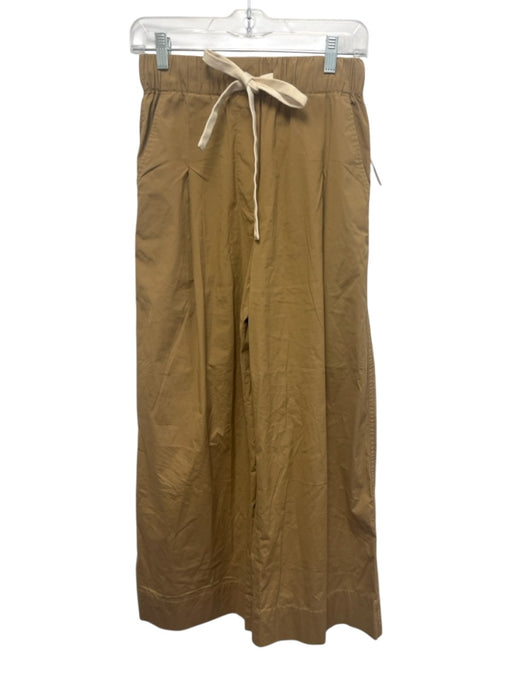A.L.C. Size XXS Khaki Tan Cotton Blend Drawstring Waist Wide Leg Pockets Pants Khaki Tan / XXS