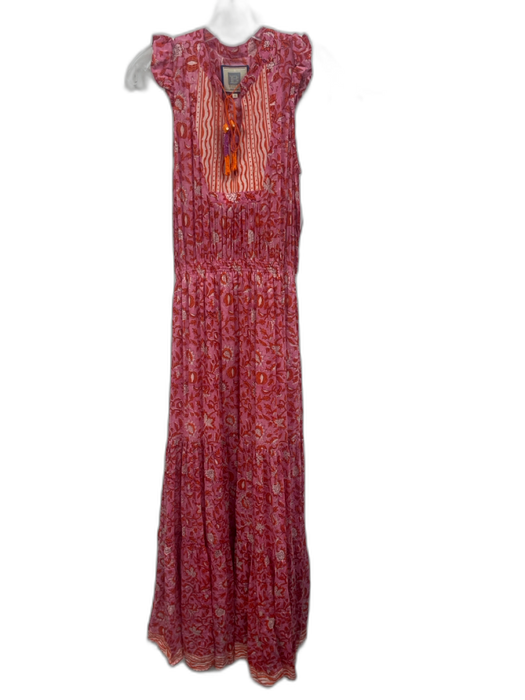 Bell by Alicia Bell Size S Pink & Orange Silk & Cotton Floral Cap Sleeve Dress Pink & Orange / S