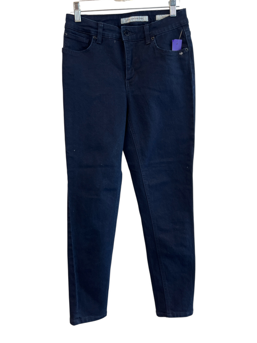 Jones New York Size 4 Dark Wash Cotton Blend Mid Rise Zip Fly 5 Pocket Jeans Dark Wash / 4
