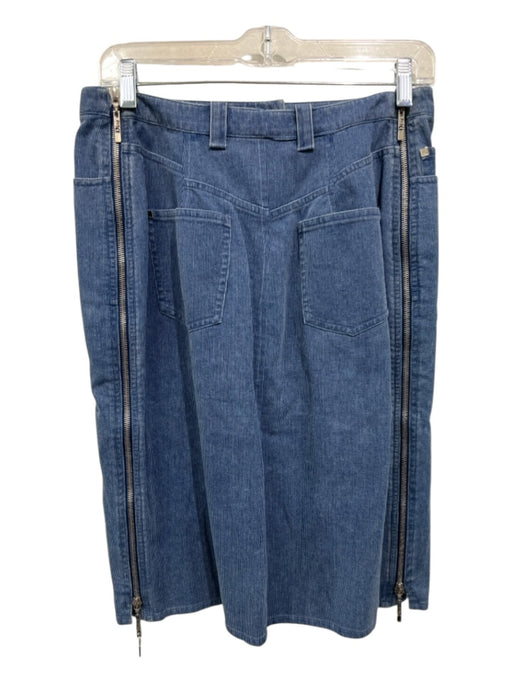 Christian Dior Size 12 Medium Wash Cotton Zip Detail zip fly Skirt Medium Wash / 12