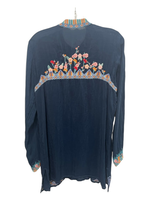 Johnny Was Size S navy blue & multi Cupra Rayon Floral Embroidery Top navy blue & multi / S