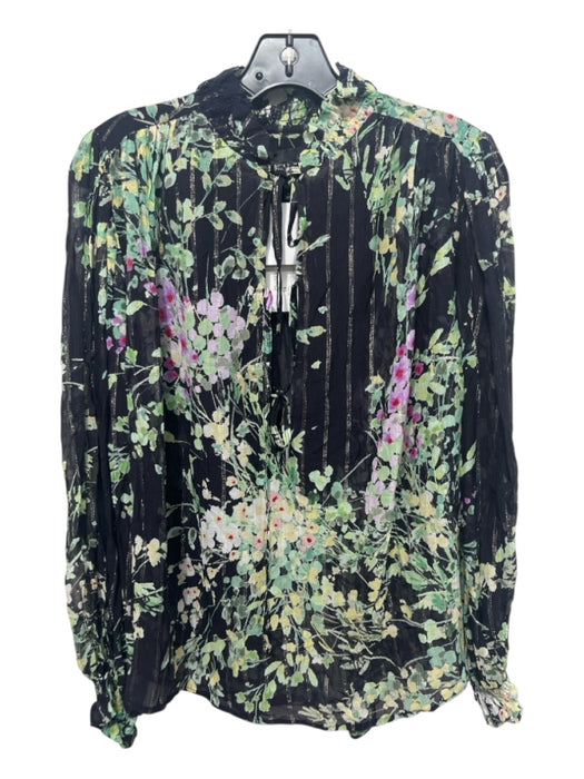Sabina Musayev Size XS Black & Multi Viscose & Silk Metallic Thread Top Black & Multi / XS