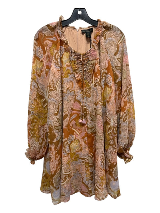 House of Harlow 1960 Size XS Orange & Multi Polyester Ruffle Tie Detail Dress Orange & Multi / XS