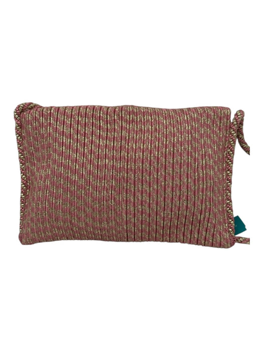 Rebecca De Ravenel Pink & Gold Textile Shimmer Tassel Braided Bag Pink & Gold