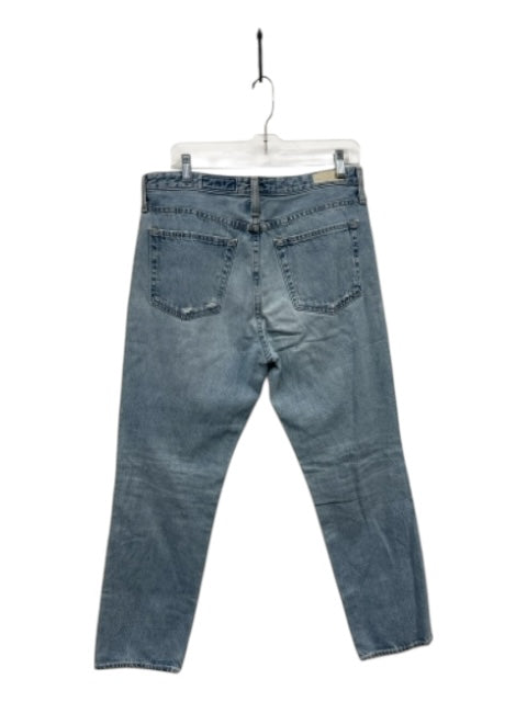 AG Size 31 Light Wash Cotton Denim Mid Rise Ripped Zip Fly Straight Leg Jeans Light Wash / 31