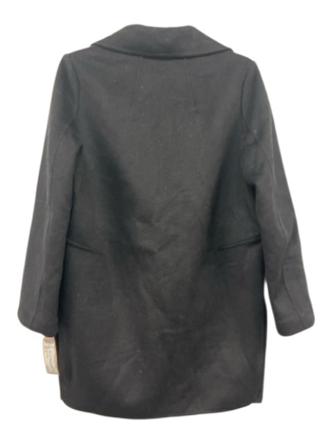 Belle & Bloom Size M Black Wool & Polyester 2 Buttons Long Sleeve Lapel Coat Black / M