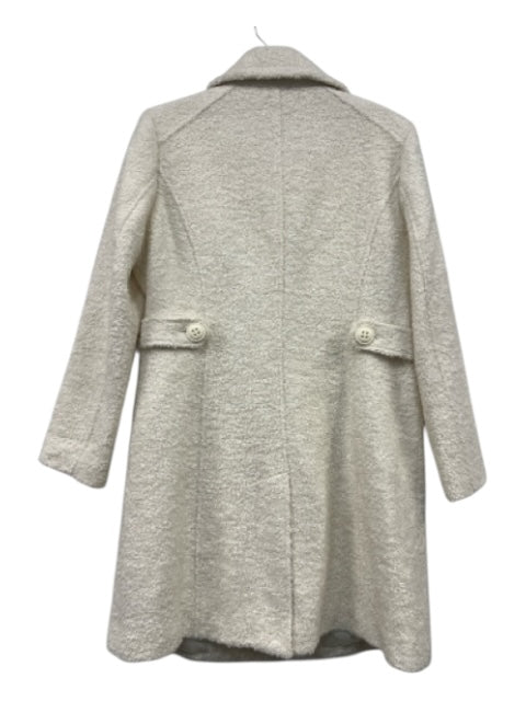 Gallery Size LP Ivory Polyester & Wool Boucle Button Up Lapel Pockets Coat Ivory / LP