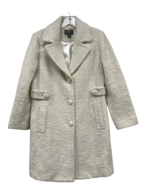 Gallery Size LP Ivory Polyester & Wool Boucle Button Up Lapel Pockets Coat Ivory / LP