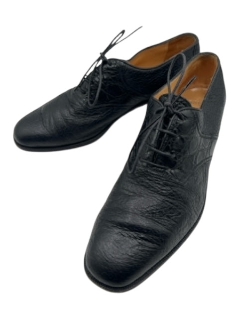 Gravati Shoe Size 7.5 Black Leather Low Top lace up Stacked Heel Loafers Black / 7.5