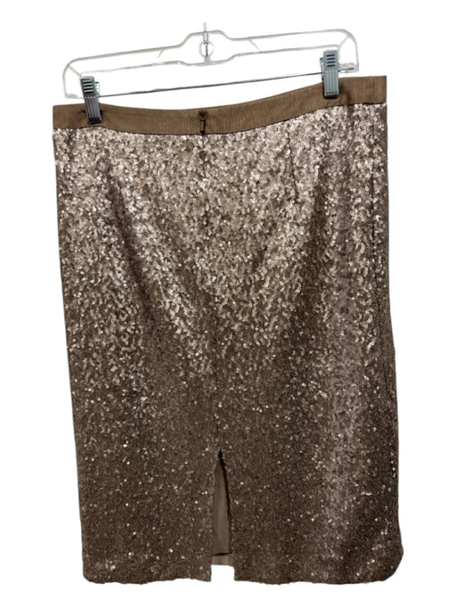 Pure Collection Size 8/10 Brown Polyamide Sequined Back Zip Back Slit Midi Skirt Brown / 8/10