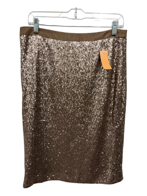 Pure Collection Size 8/10 Brown Polyamide Sequined Back Zip Back Slit Midi Skirt Brown / 8/10