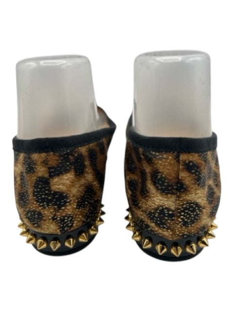 Christian Louboutin Shoe Size 38 Brown, Black, Gold Animal Print Studs Flats Brown, Black, Gold / 38