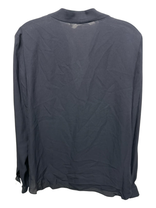 Elie Tahari Size Medium Navy Blue Silk Long Sleeve Button Front Top Navy Blue / Medium