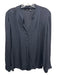 Elie Tahari Size Medium Navy Blue Silk Long Sleeve Button Front Top Navy Blue / Medium