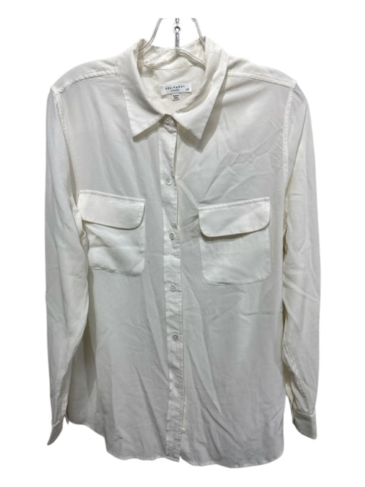 Equipment Femme Size Large Cream White Long Sleeve Button Front Patch Pocket Top Cream White / Large
