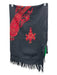 Black, Red, Orange Fringe Floral Embroidery Rectangle scarf Black, Red, Orange