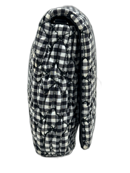 Miu Miu Black & White Textile & Leather Gingham Silver Tone Hardware Bag Black & White