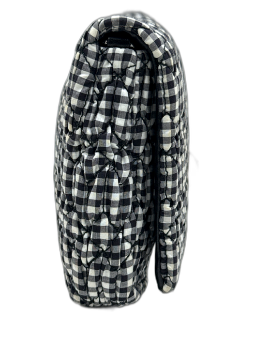 Miu Miu Black & White Textile & Leather Gingham Silver Tone Hardware Bag Black & White