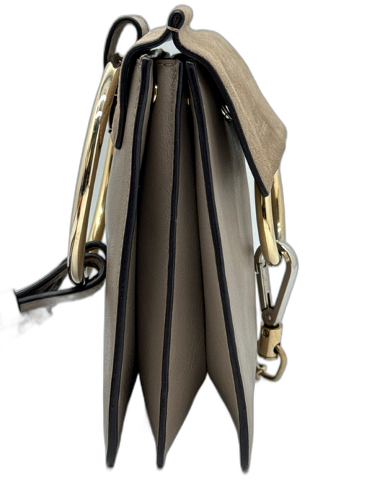 Chloe Taupe Beige Leather Gold Tone Hardware Ring Detail Crossbody Bag Taupe Beige