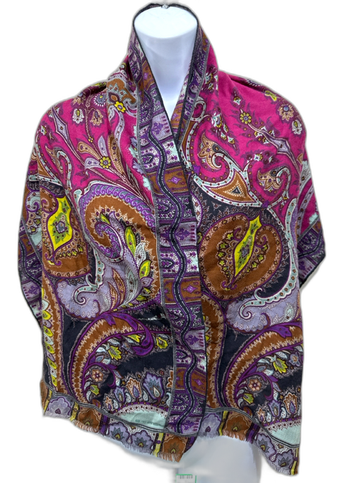 Etro Magenta, Purple, & Multi Paisley Frayed Edge Rectangle scarf Magenta, Purple, & Multi