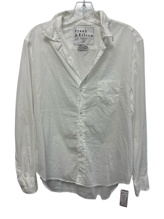 Frank & Eileen Size S White Cotton Long Sleeve Button Up Collar Top White / S