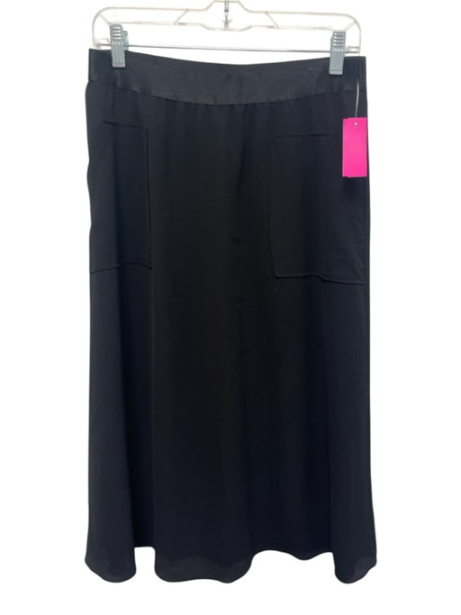 Le Gali Size M Black Polyester Blend Elastic Waist Pockets A Line Midi Skirt Black / M