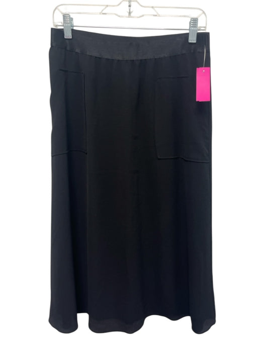 Le Gali Size M Black Polyester Blend Elastic Waist Pockets A Line Midi Skirt Black / M