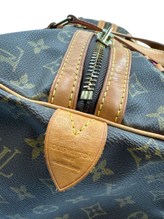 Louis Vuitton Brown & Beige Coated Canvas Leather trim Monogram Zip closure Bag Brown & Beige / 35