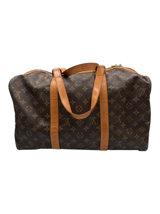 Louis Vuitton Brown & Beige Coated Canvas Leather trim Monogram Zip closure Bag Brown & Beige / 35