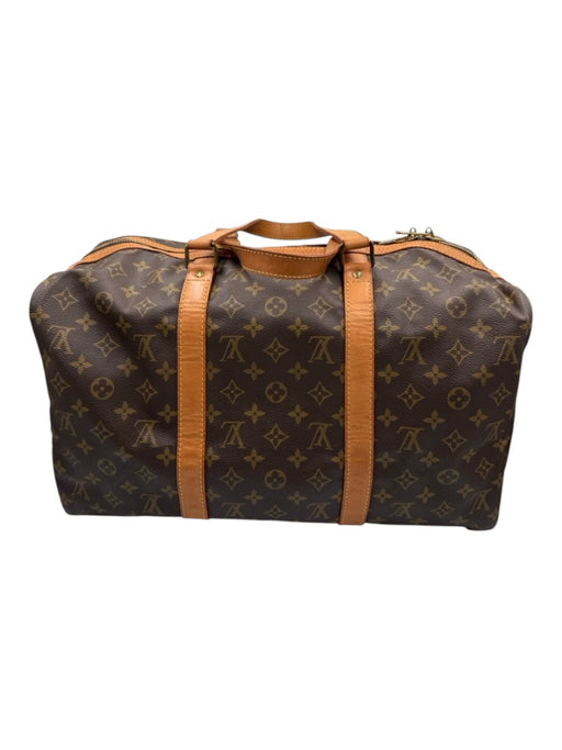 Louis Vuitton Brown & Beige Coated Canvas Leather trim Monogram Zip closure Bag Brown & Beige / 35