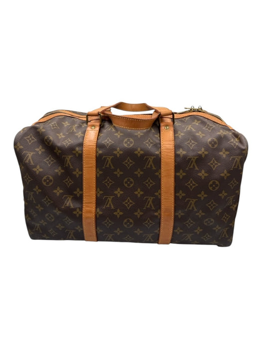 Louis Vuitton Brown & Beige Coated Canvas Leather trim Monogram Zip closure Bag Brown & Beige / 35