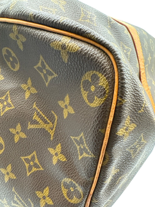 Louis Vuitton Brown & Beige Coated Canvas Leather trim Monogram Zip closure Bag Brown & Beige / 35