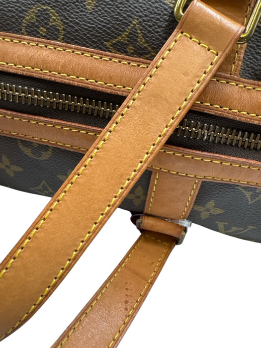 Louis Vuitton Brown & Beige Coated Canvas Leather trim Monogram Zip closure Bag Brown & Beige / 35