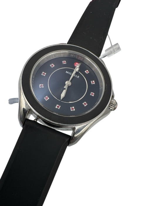 Michele Silver, Black & Red Stainless steel Silicone Stone Detail Watches Silver, Black & Red