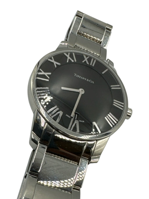 Tiffany & Co. Silver & Black Stainless steel Butterfly Clasp Watches Silver & Black
