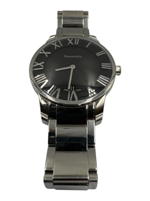 Tiffany & Co. Silver & Black Stainless steel Butterfly Clasp Watches Silver & Black